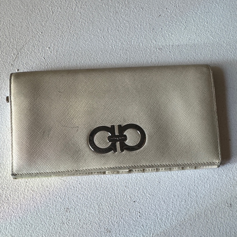 Salvatore Ferragamo Metallic Silver Wallet